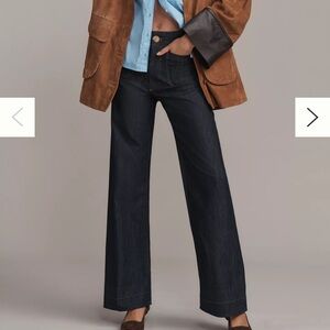 Anthropologie The Colette Full-Length Wide-Leg Jeans by Maeve in Rinse Wash